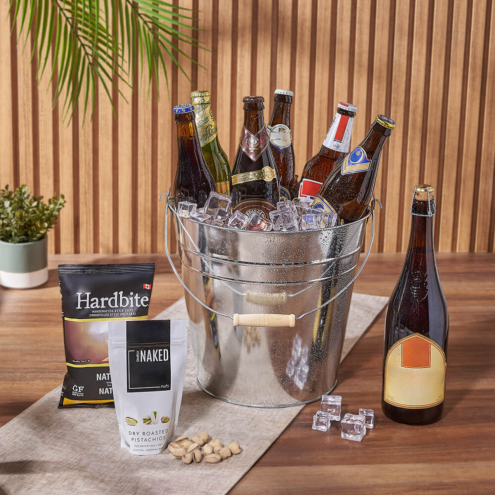 Specialty Beer Gift Bucket, beer gift, beer, snack gift, snack, Hamilton delivery