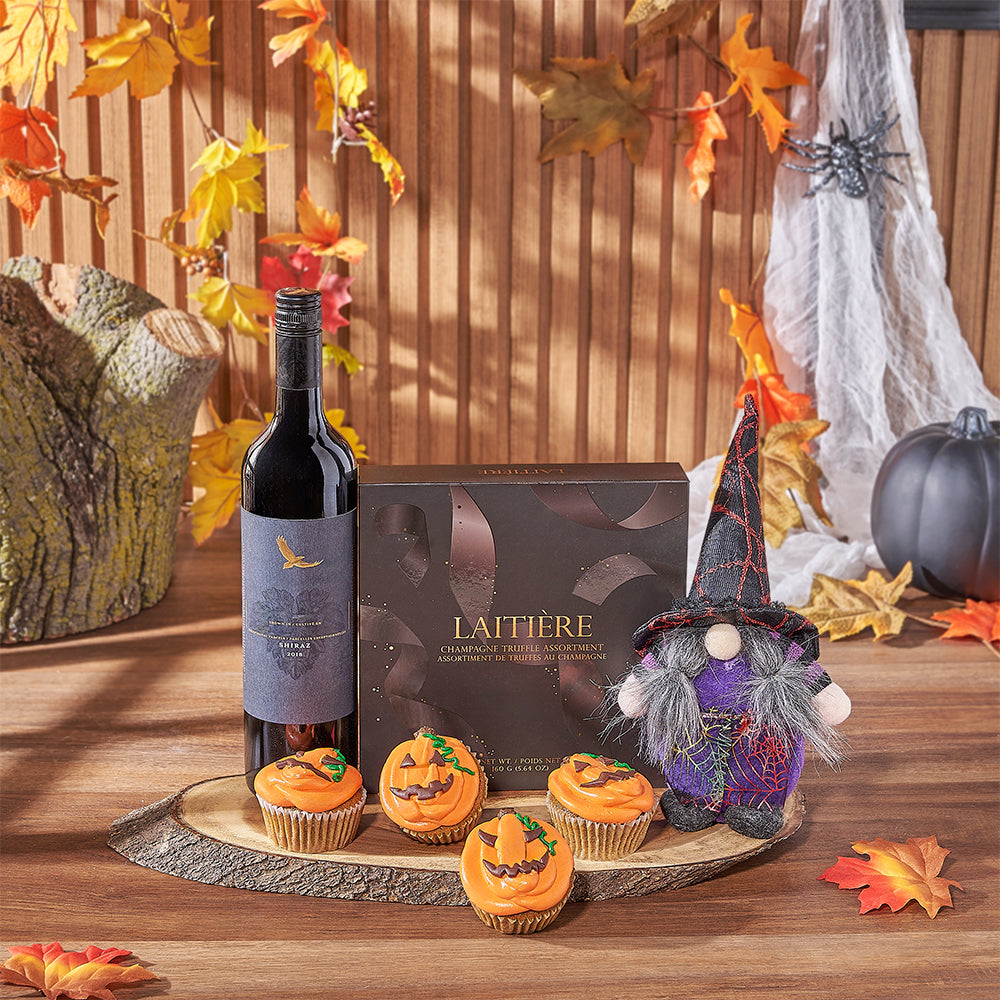 Spooky Wine &amp; Cupcake Gift Set, wine gift, wine, halloween gift, halloween, cupcake gift, cupcake, Hamilton delivery