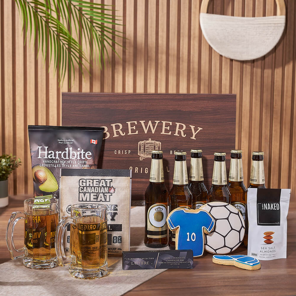Signature Beer Gift Basket with Tankards – how the gift is presented