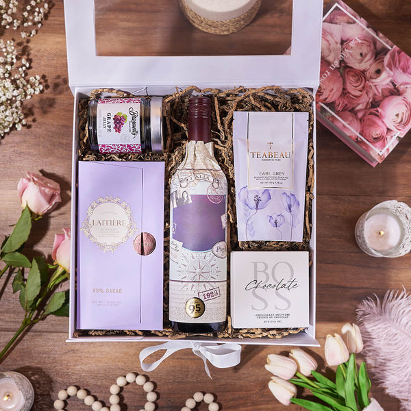 Striking Wine & Chocolate Gift Box, wine gift, wine, chocolate gift, chocolate, tea gift, tea, Hamilton delivery