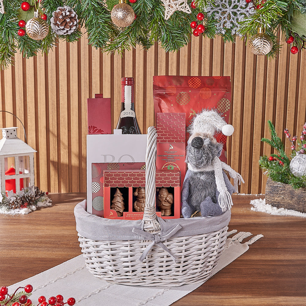 Classic Holiday Wine and Chocolate – how the gift is presented