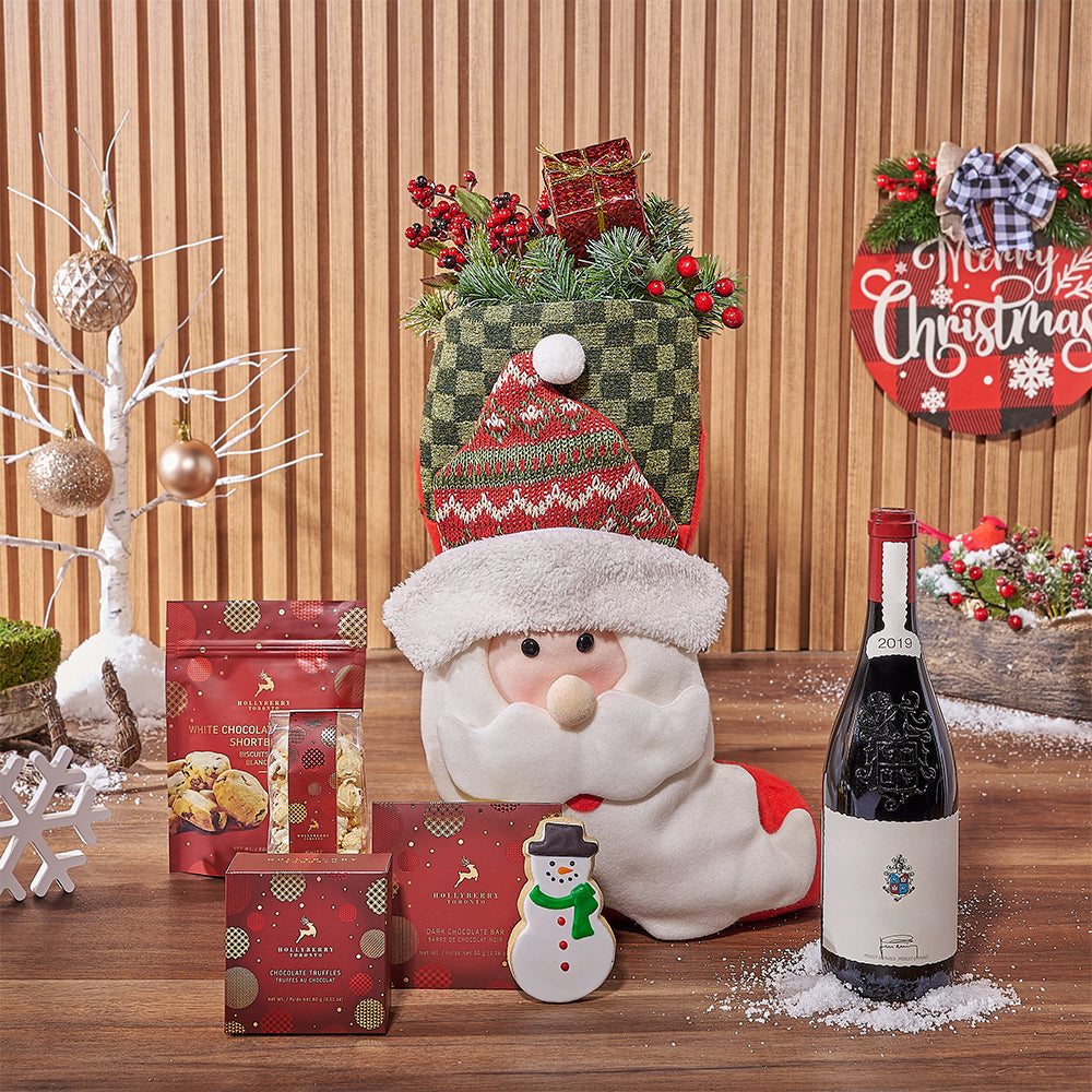 Sweet Stocking &amp; Wine Gift Set, wine gift, wine, chocolate gift, chocolate, Christmas gift, Christmas, Hamilton delivery