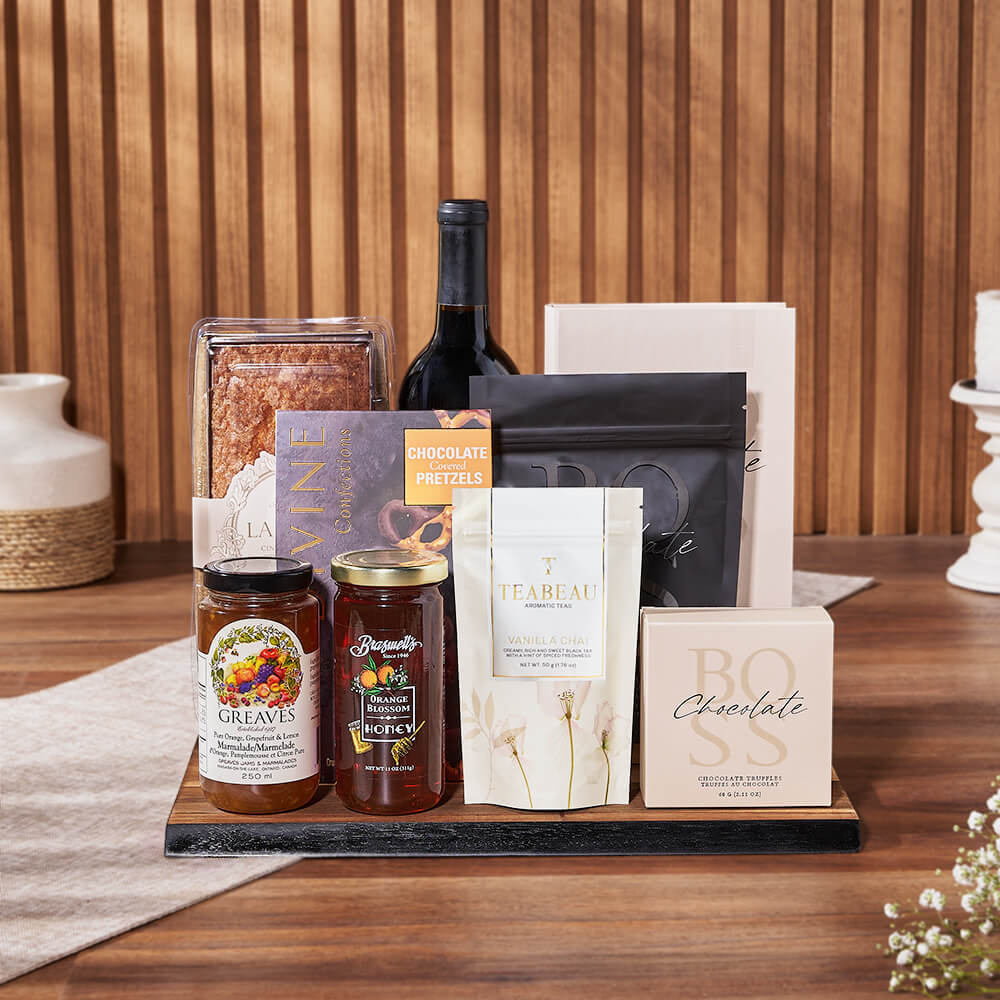 Sweet &amp; Crunchy Wine Gift Set, wine gift, wine, tea gift, tea, Hamilton delivery