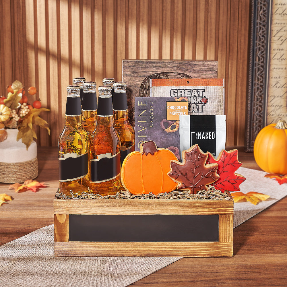 Thanksgiving Beer &amp; Treats Basket, thanksgiving gift, thanksgiving, beer gift, beer, cookie gift, cookie, Hamilton delivery