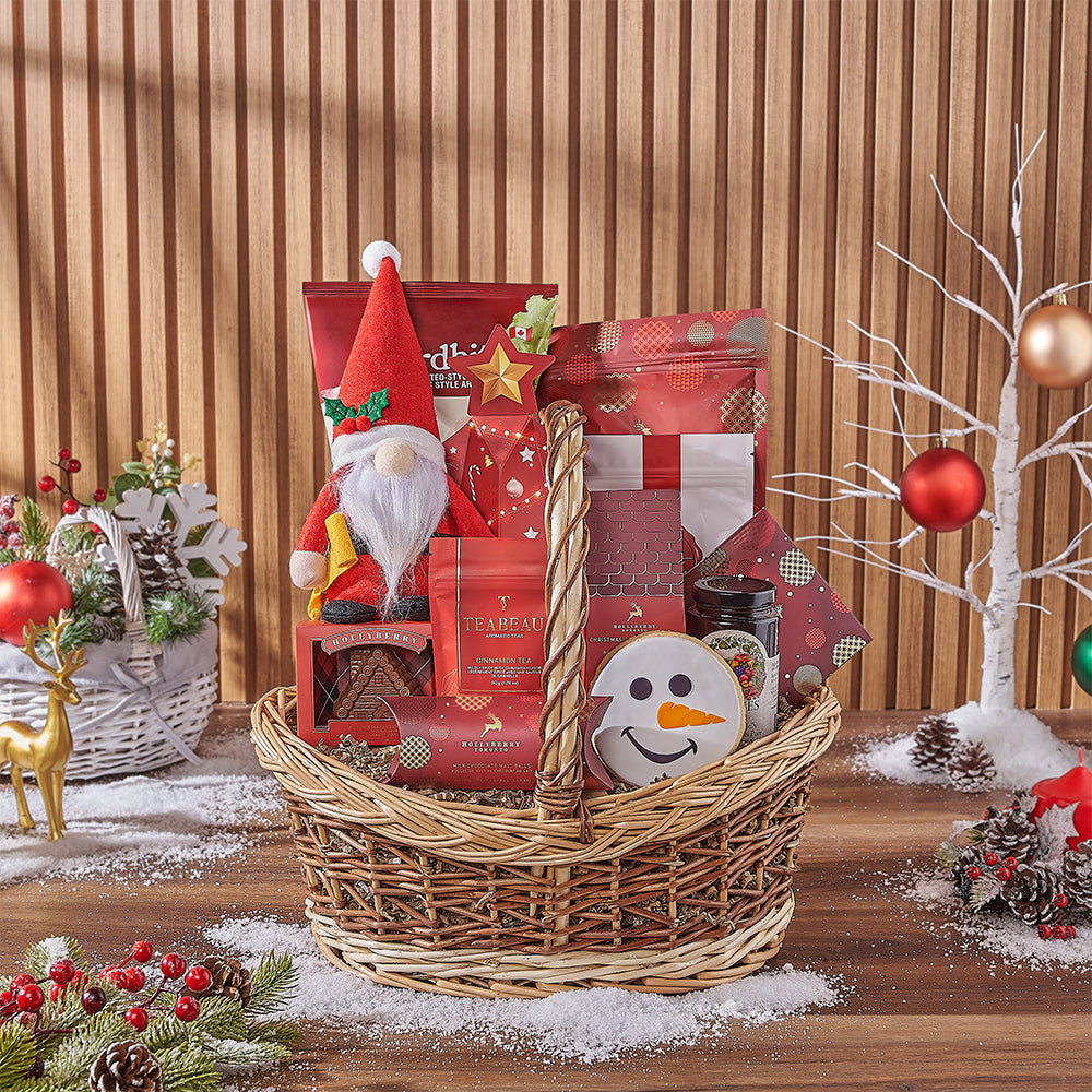 Holiday Treats Two-Tone Wicker Gift Basket – how the gift is presented