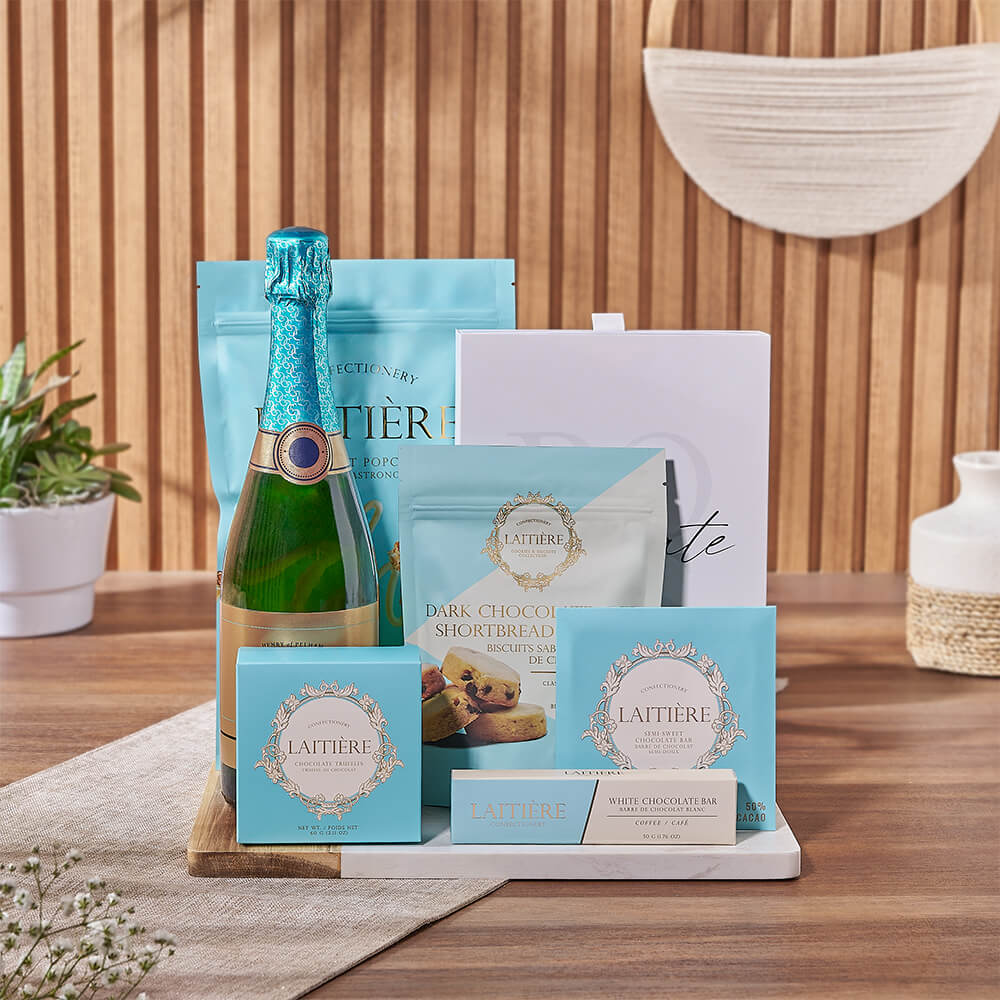Sparkling Wine with Decadent Chocolates – how the gift is presented