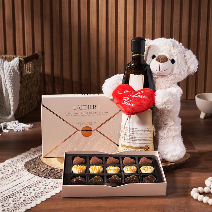 The Yummy Bonbons Gift Set, liquor gift, liquor, chocolate gift, chocolate, bear gift, bear, Hamilton delivery