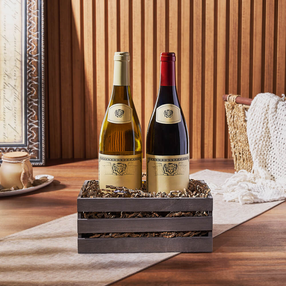 Wine Gift Crate with Two Bottles – how the gift is presented