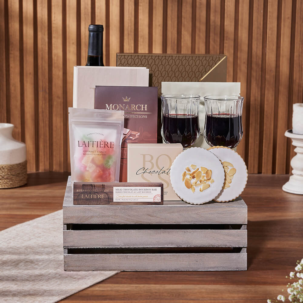 Ultimate Chocolate &amp; Wine Gift Crate, wine gift, wine, chocolate gift, chocolate, cookie gift, cookie, Hamilton delivery