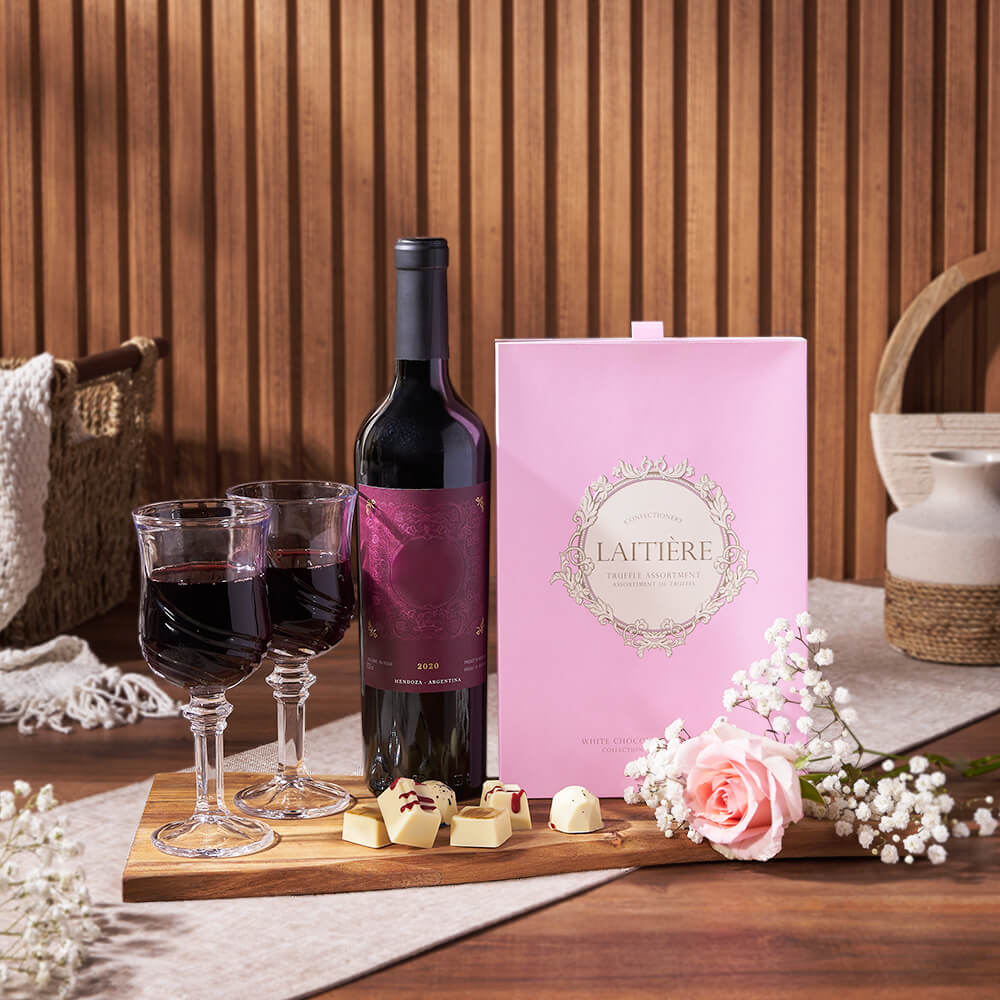 Uptown Wine &amp; Chocolate Gift Basket from Hamilton Baskets - Wine Gift Set - Hamilton Delivery.