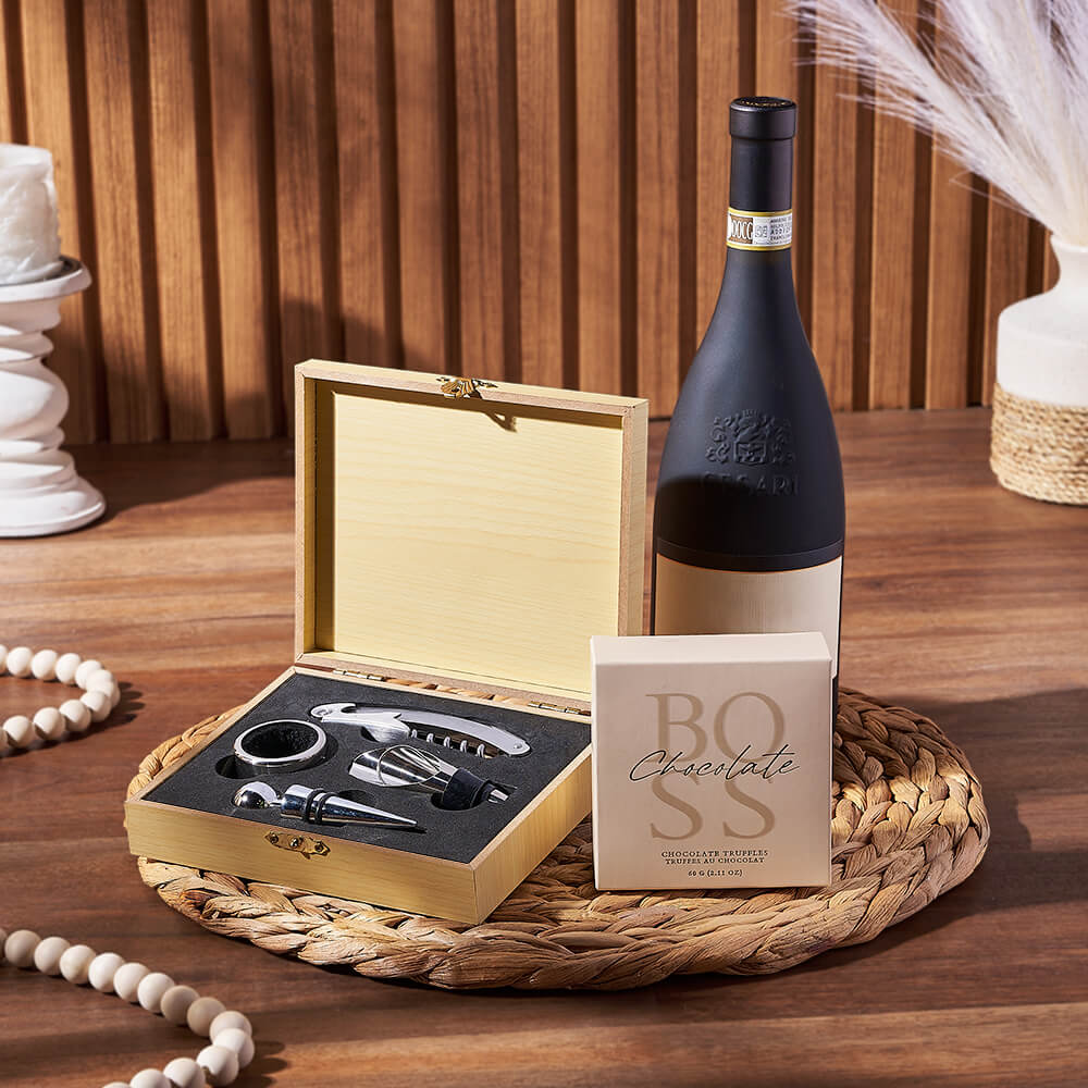 Uptown Wine &amp; Truffles Basket, wine gift, wine, chocolate gift, chocolate, Hamilton delivery