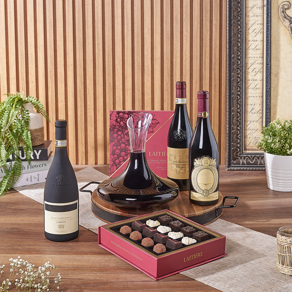 Wine Gift with Truffles and Board – how the gift is presented