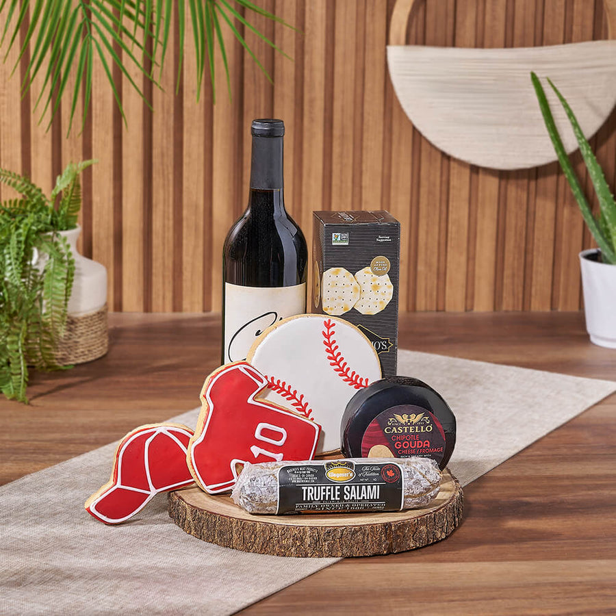 Wine & Baseball Cookie Gift, wine gift, wine, baseball gift, baseball, sports gift, sports, Hamilton delivery