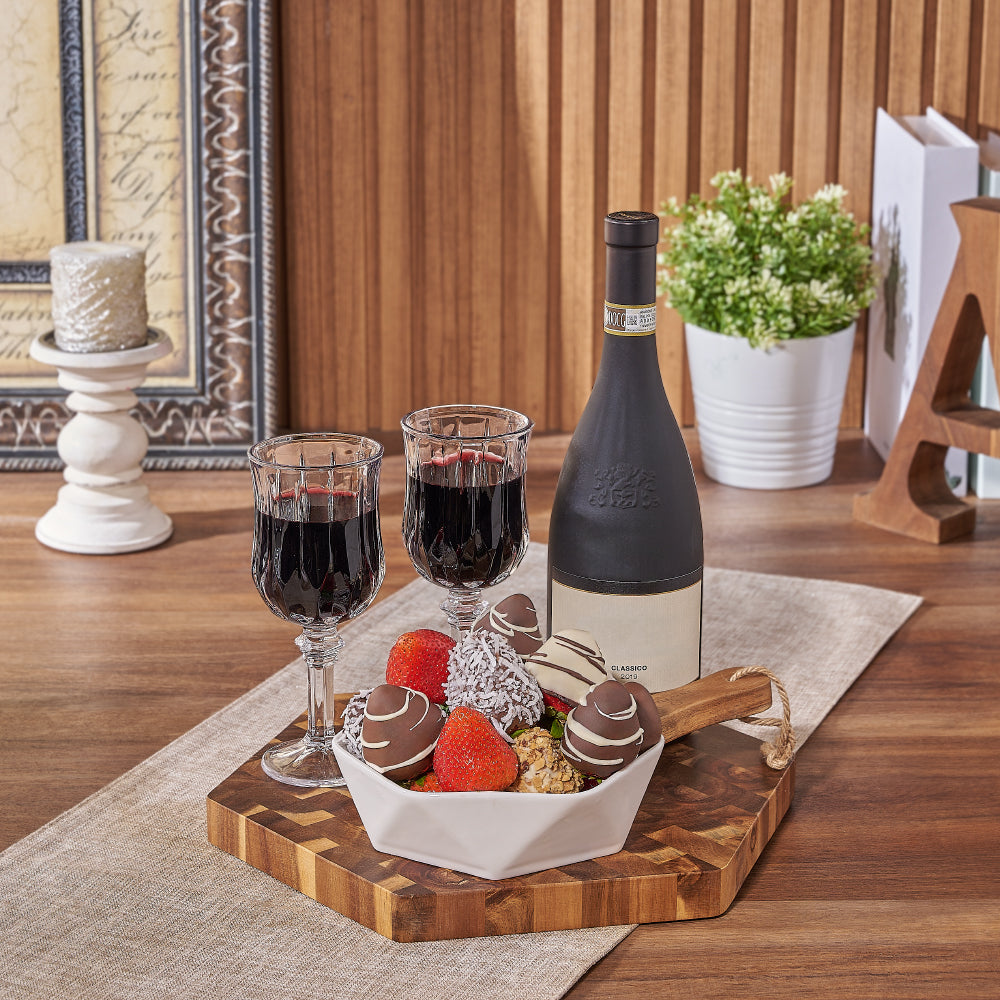 Chocolate Strawberry Wine Gift Set – how the gift is presented