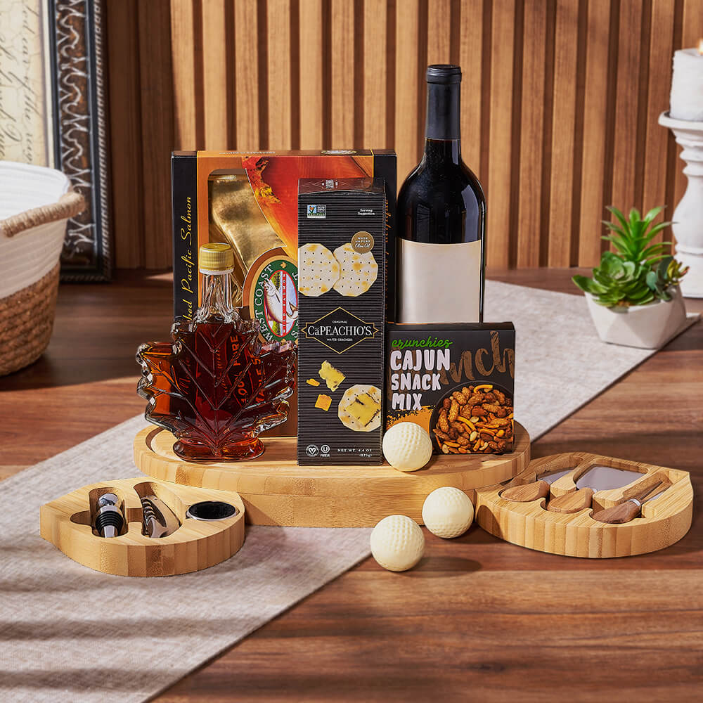 Wine & Golf Cheese Board, wine gift, wine, salmon gift, salmon, seafood gift, seafood, golf gift, golf, Hamilton delivery