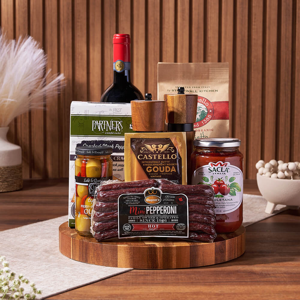 Wine &amp; Pasta Serving Gift, wine gift, wine, pasta gift, pasta, cheese gift, cheese, charcuterie gift, charcuterie, Hamilton delivery