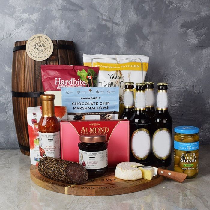 Craft Beer and Gourmet Food Basket – how the gift is presented