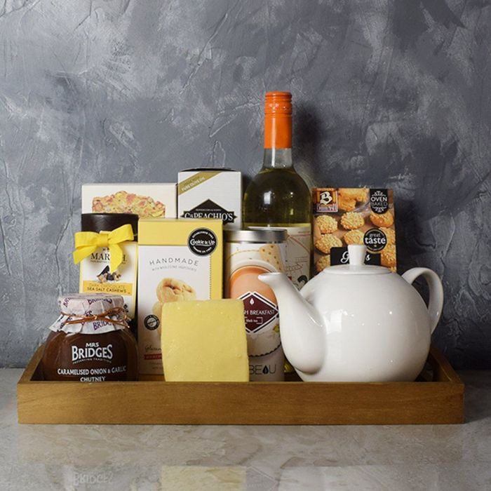 Afternoon Tea, Wine & Cheese Basket from Hamilton Baskets - Hamilton Delivery