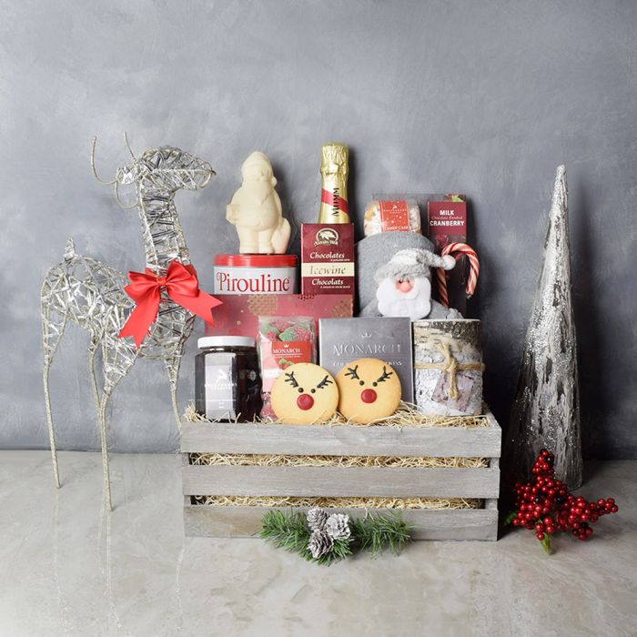 Birch & Bubbly Holiday Gift Crate from Hamilton Baskets - Hamilton Delivery