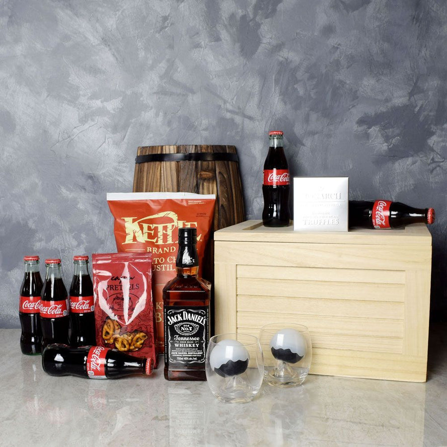 Coke & Snacks Liquor Gift Crate from Hamilton Baskets - Hamilton Delivery