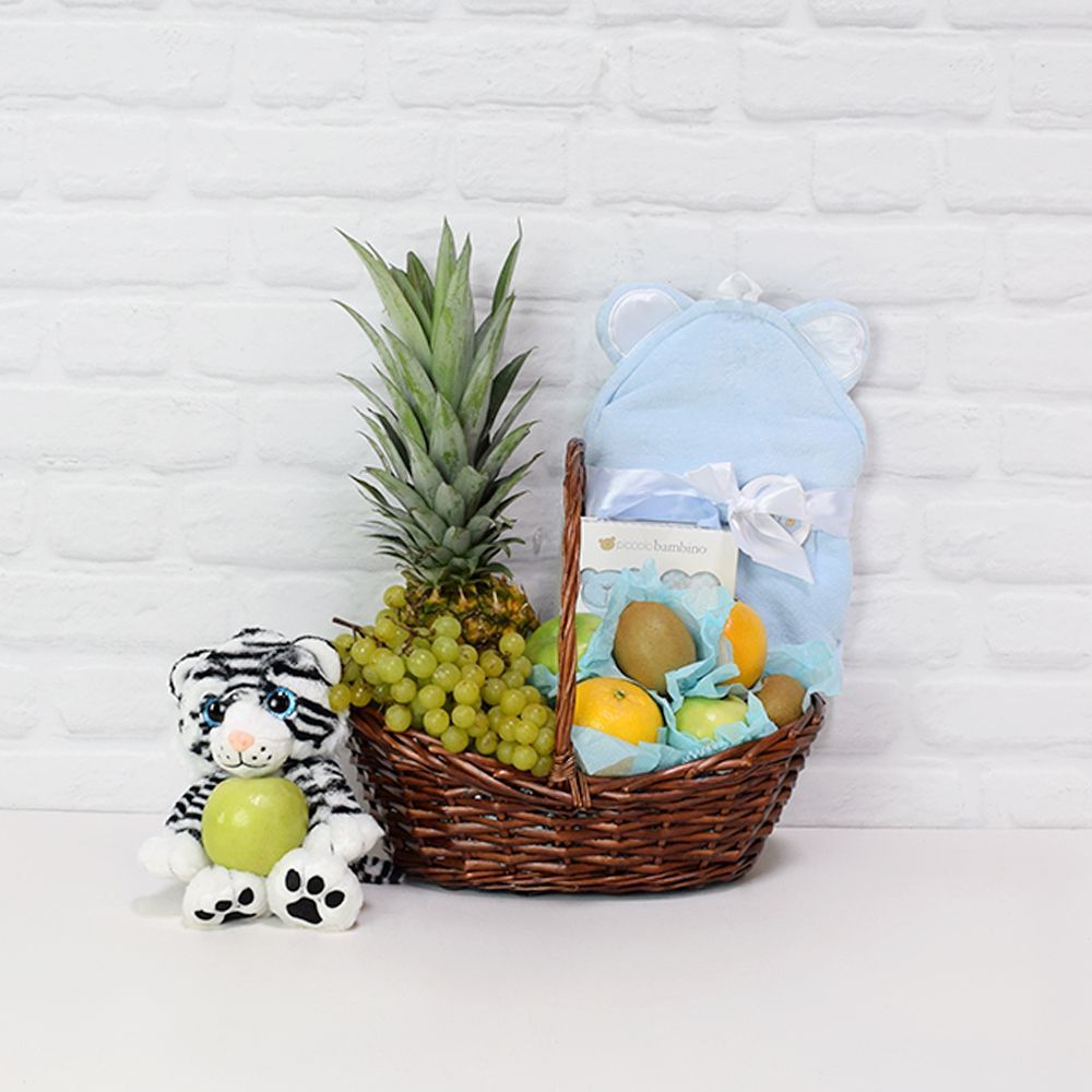 Baby Fruit and Plush Gift Basket – how the gift is presented