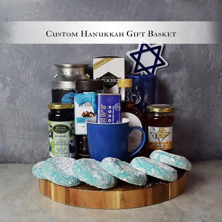 Custom Hanukkah Gift Basket from Hamilton Baskets - Custom Hanukkah Gift Set - Hamilton Delivery.
