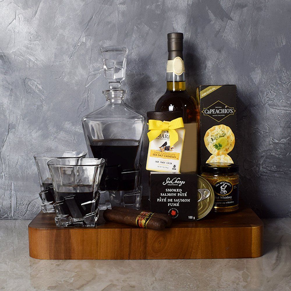 Deluxe Decanter Basket is a wonderful way to send someone your regards, courtesy from Hamilton Baskets - Hamilton Delivery