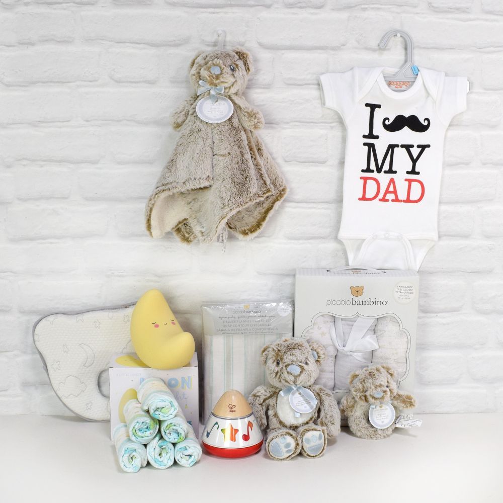 New Dad's Baby Essentials Gift Basket – how the gift is presented