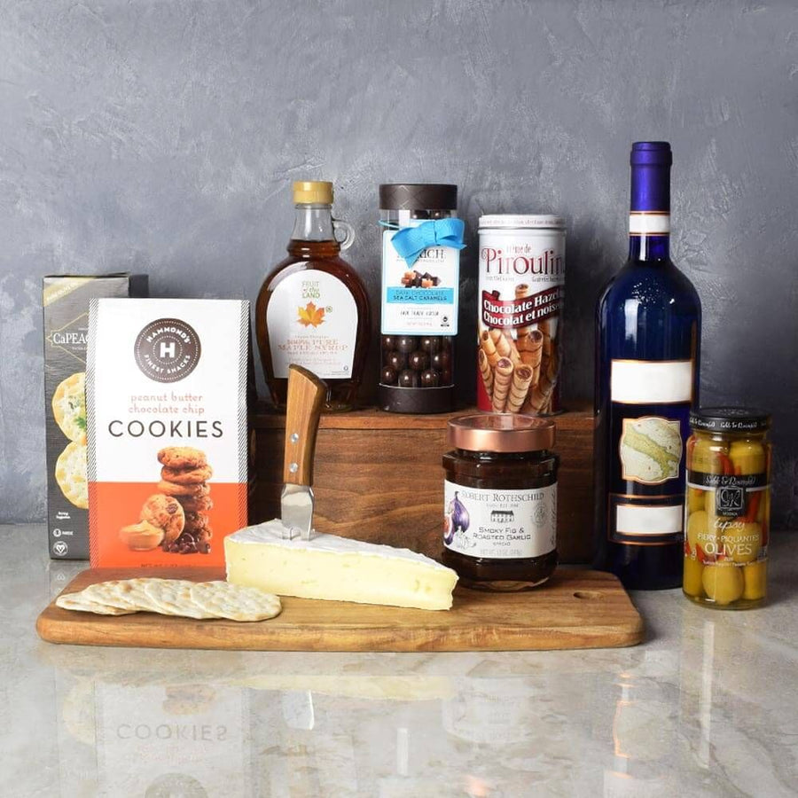 Deluxe Kosher Wine Basket includes a wide array of snacks of the sweet and savoury variety from Hamilton Baskets - Hamilton Delivery