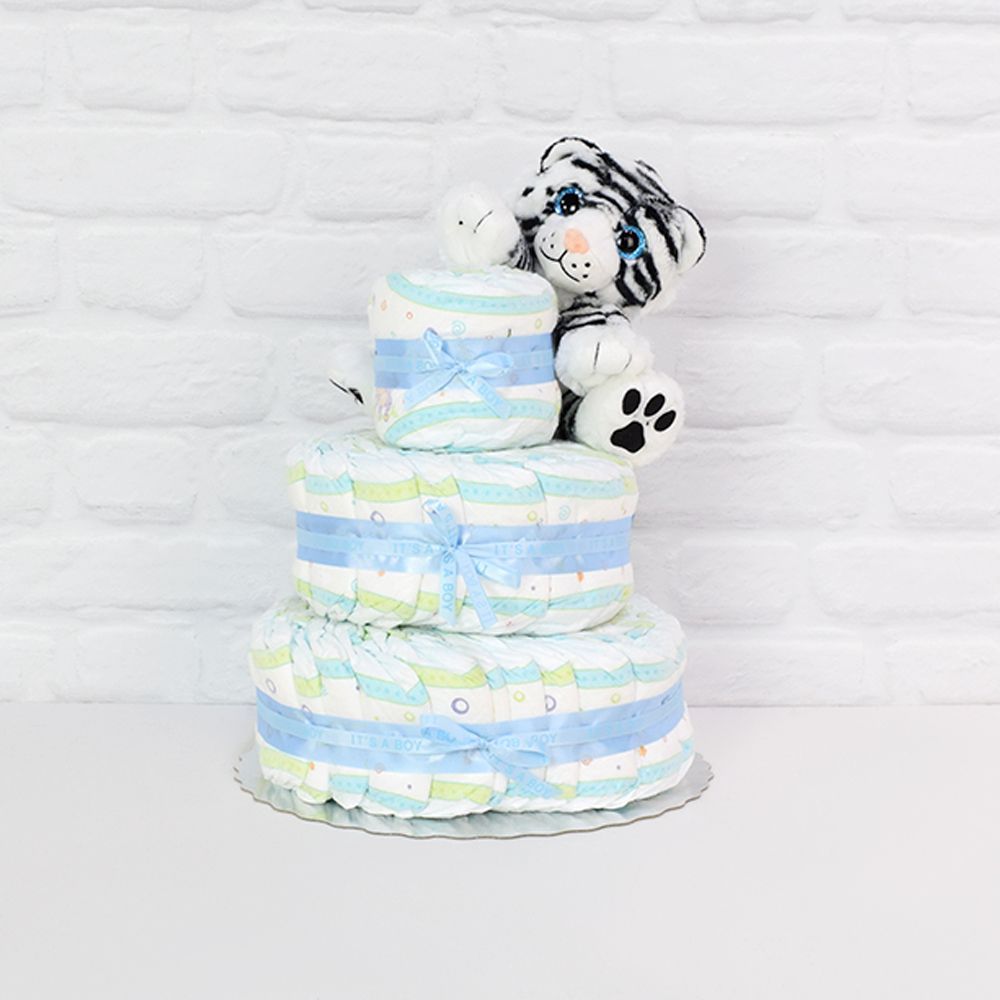 Diapers &amp; Plush Tiger Gift Set from Hamilton Baskets - Hamilton Delivery