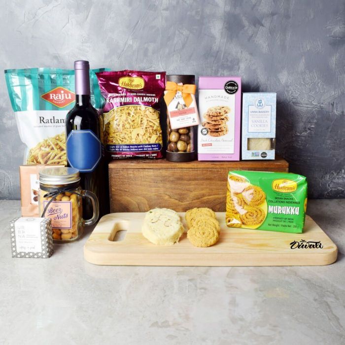 Diwali Special Soan Cake and Chocolate Gift Basket – how the gift is presented