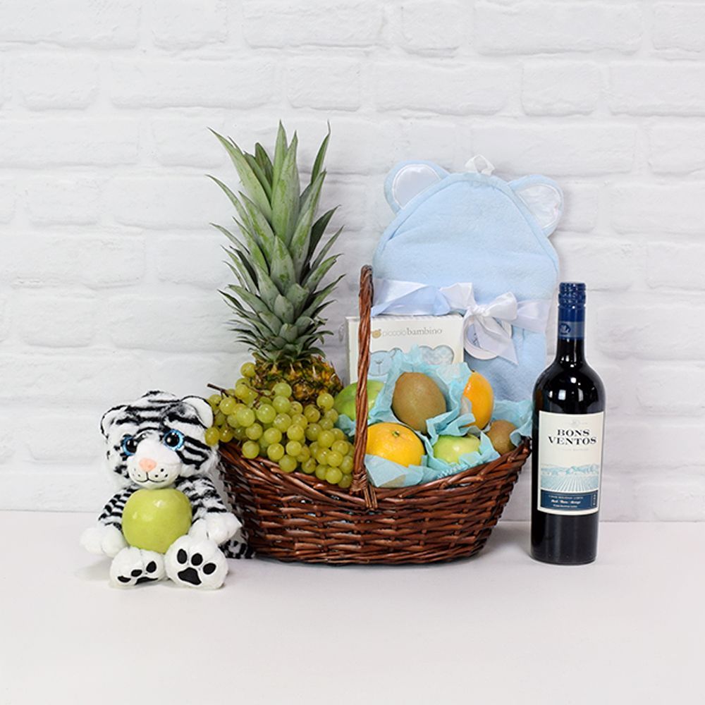 The Fruit Cocktail &amp; Cuddles Gift Set is the ideal present for sending hugs, kisses and best wishes to the newborn and the happy family from Hamilton Baskets - Hamilton Delivery