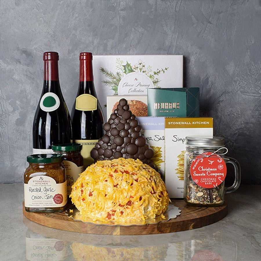 Holiday Wine, Cheese & Chocolate Gift Basket from Hamilton Baskets - Wine Gift Baskets - Hamilton Delivery.