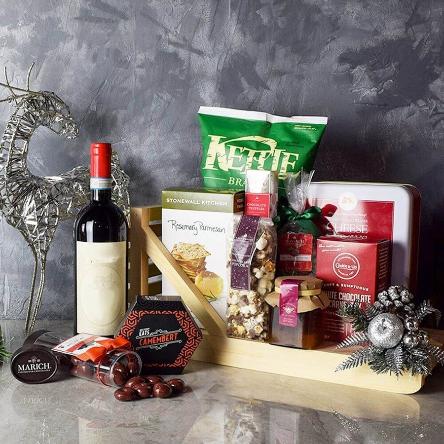 Holiday Wine & Treats Gift Basket from Hamilton Baskets - Hamilton Delivery