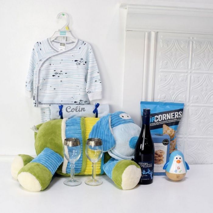 New Parent Wine Gift Basket – how the gift is presented