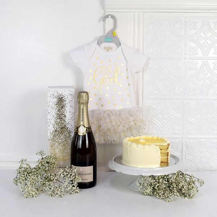 Precious Baby Girl Champagne &amp; Cake Set from Hamilton Baskets - Hamilton Delivery