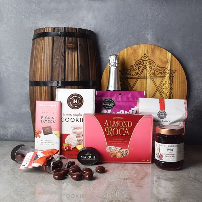 Prestigious Rosh Hashanah Chocolate Gift Set from Hamilton Baskets - Champagne Gift Basket - Hamilton Delivery