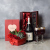 "Richview Valentine’s Day Wine Basket" Wine, Flowers with Succulent Plants, and Chocolate from Baskets Hamilton - Hamilton Delivery