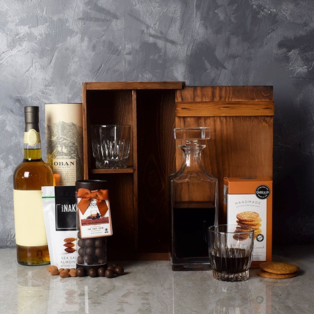 Rustic Decanter Whiskey Set from Hamilton Baskets - Hamilton Delivery