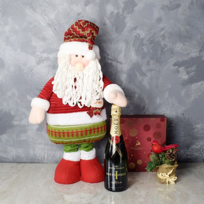 Santa & Gourmet Chocolates with Champagne Gift Set from Hamilton Baskets - Christmas Gift Set - Hamilton Delivery.