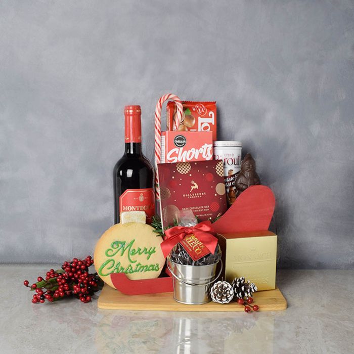 Santa’s Special Treats Gift Set from Hamilton Baskets - Holiday Wine Gift Basket - Hamilton Delivery.