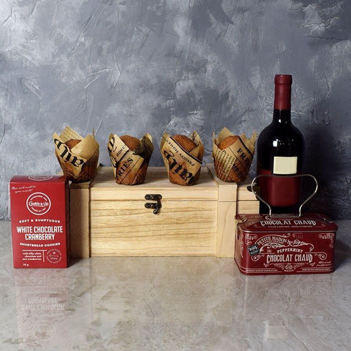 The Classic Cookie, Muffin & Wine Gift Set from Hamilton Baskets - Hamilton Delivery