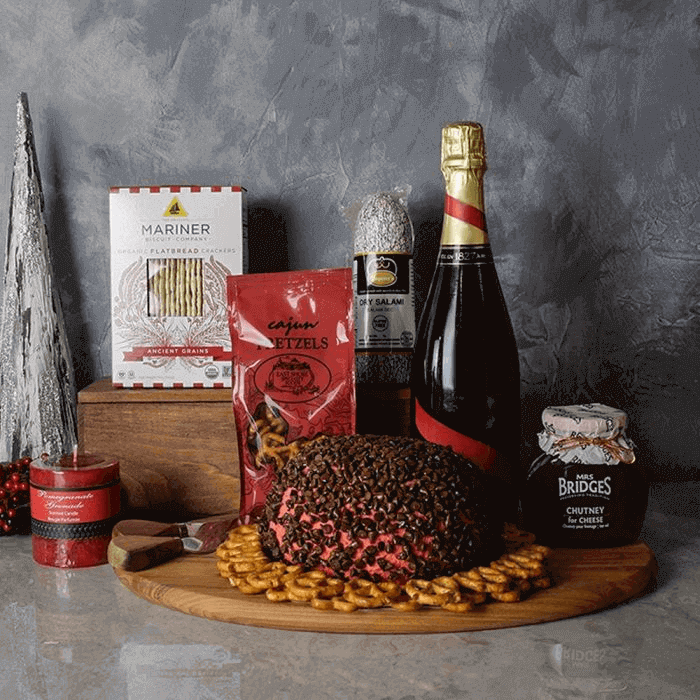 The Red Velvet Cheese Ball Celebration from Hamilton Baskets - Champagne & Gourmet Gift - Hamilton Delivery.