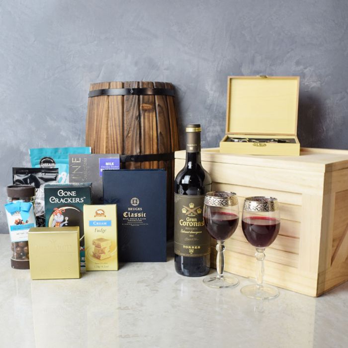 Ultimate Chocolate & Wine Gift Crate from Hamilton Baskets - Hamilton Delivery