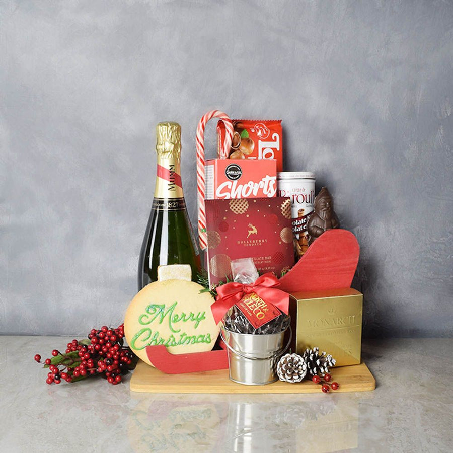 York Festive Champagne Set from Baskets Hamilton- Holiday Gift Basket - Hamilton Delivery